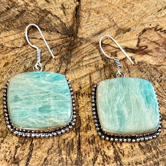 Beautiful Shade of Green Amazonite Earrings 2” - Picture 11 of 12